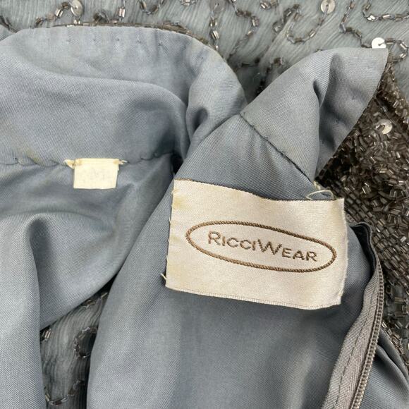 Ricci Wear Halter Neck Sequin Embellished Evening Gown Gray Silver Size M - Picture 13 of 14